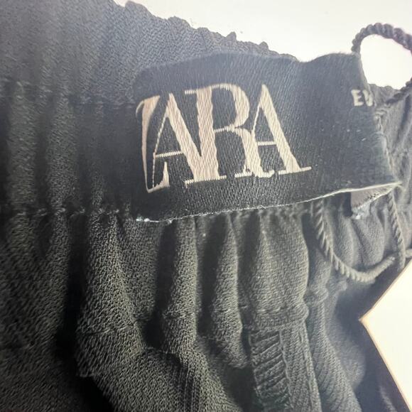 Zara Women's Size XS Black Drawstring Polyester Straight Leg Lightweight Pants - Picture 14 of 15